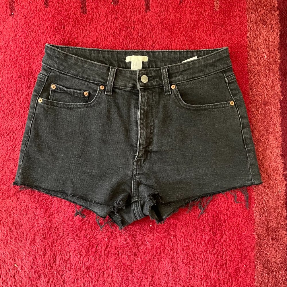 H&M Black Denim High Rise Shorts